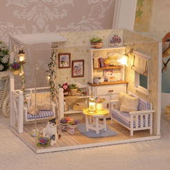 NEW-DIY Dollhouse Miniature with Dust Cover0087