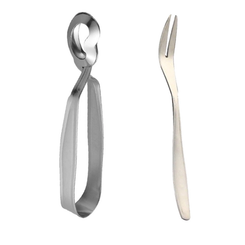 BRA-Stainless steel 2pcs Food Clip Escargot Fork Clip Snail Tong Utensils Dishware