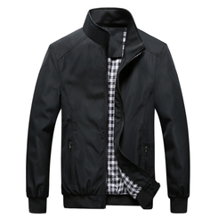 2303NEW-Men's bomber jacket Long sleeve jacket with two zip pockets in gray polyester6537