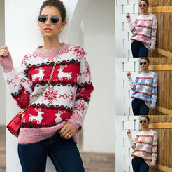 NEW-snowflake reindeer jacquard christmas jumper sweater0124
