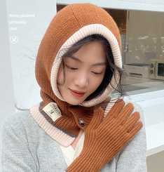 2303NEW-Warm knitted woolen hat hat scarf6296
