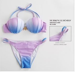 Mermaid Shell Pearl Bra Swimwear Padded Push up Swimsuit