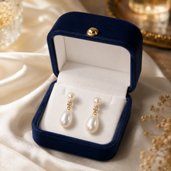 NEW 2605  Lumea Double Pearl Dangle Earrings with Crystal Accent  Y114