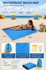 Waterproof Foldable Beach Mat with Storage Bag & Ground Stakes Y166