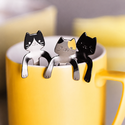LOVII 4PCS Cat Hanging Coffee Spoons, 304 Stainless Steel Black 9673