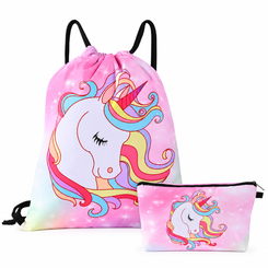 Rainbow Unicorn Backpack & Pouch Set L020