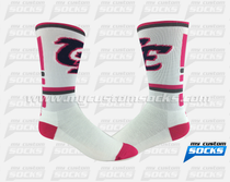 Custom Socks - Clovis East - white/fuchsia