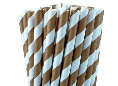 Paper Straws - Chocolate Brown Stripes