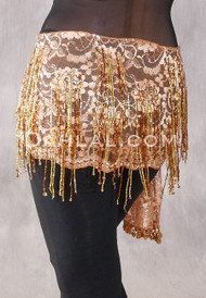 Egyptian Lace Fringe Hip Wrap - Gold, Silver and Gold Iris