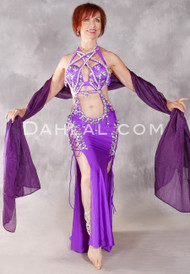 NIESHA Egyptian Dress - Violet, White and Lavender