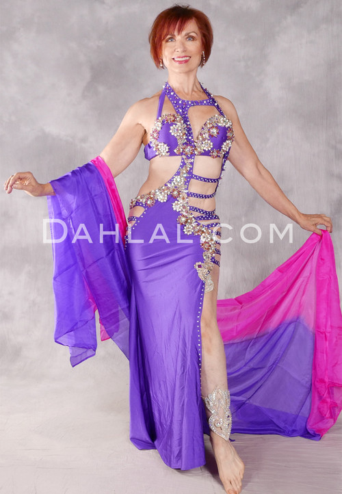 ZAINA Egyptian Dress - Purple, Gold, White and Pink