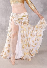 SUN GODDESS Gold Metallic Chiffon Skirt - White and Gold