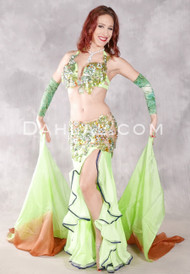 AMINA Egyptian Costume - Lime, Olive, Amber and Navy