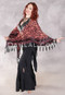 SPIDER WEB Burnout Velvet Open Poncho - Dusty Light Red and Black