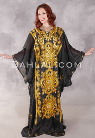 Khaleegi Dress or Saudi Thobe - Black and Gold