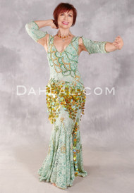 LUSTRE & LACE Egyptian Beaded Dress - Mint and Gold