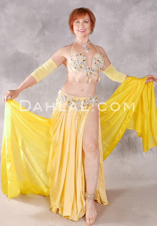 NABILA Egyptian Costume - Yellow, Nude and Silver