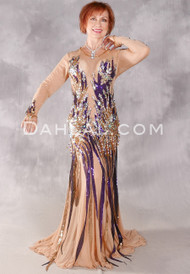 ROYALTY'S JEWEL Egyptian Dress - Nude, Gold and Purple