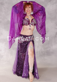NURA Egyptian Beaded Costume - Magenta, Dark Lavender and White