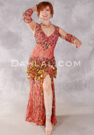 LUSTRE & LACE Egyptian Beaded Dress - Red, Gold and Black