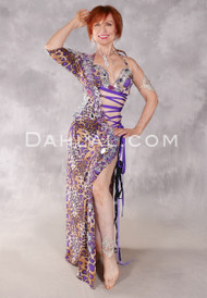 WILD OBSESSION Egyptian Dress - Leopard Print, Purple, Tan and Silver