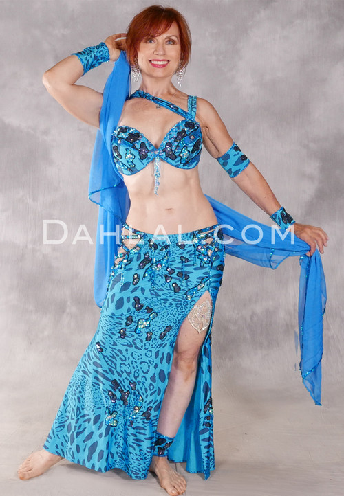 CALL OF THE WILD Egyptian Beaded Costume - Turquoise, Black and Silver