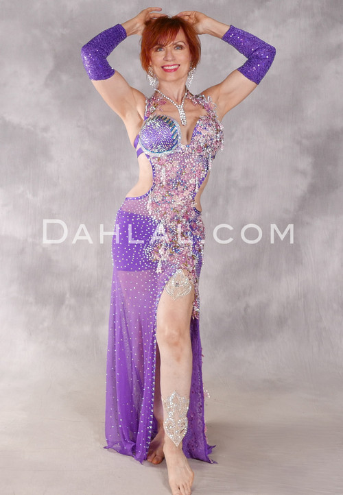 ROYAL PASSION Egyptian Beaded Dress - Purple and Pastel Multi-color