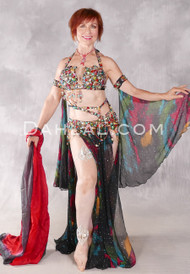 SEDUCTIVE CHARM Egyptian Costume - Black, Red, Green, Turquoise and Gold