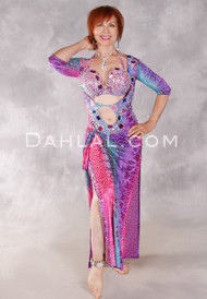 Shimmering Rainbow Beledi Dress - Turquoise, Purple, Pink and Silver
