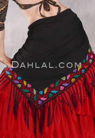 Egyptian Embroidered Bedouin Shawl - Black with Multi-color