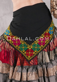 Egyptian Embroidered Bedouin Shawl - Black with Multi-color