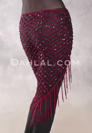 Wine Crocheted Shawl with Wine Sequins