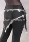 Single Row Egyptian Coin Hip Scarf with Multi-size Coins - Solid Black and Silver