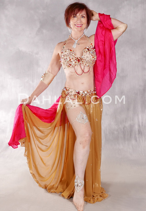 GOLDEN GLAMOUR Egyptian Costume, Gold, Red and Nude