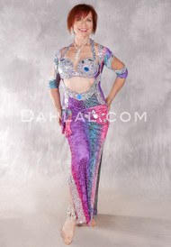 Shimmering Rainbow Beledi Dress - Purple, Royal Blue, Teal, Hot Pink and Silver