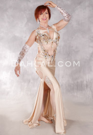 NAWRA Egyptian Dress - Nude, Gold, Amber and Silver