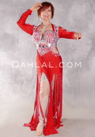 CRYSTAL & CRIMSON Egyptian Dress - Red and Silver