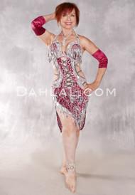 WILD ALLURE III Egyptian Dress - Red Leopard, Black and Silver