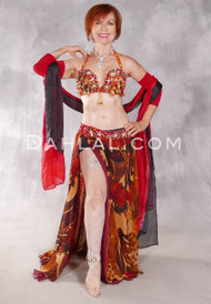 VALERIA Egyptian Beaded Costume - Wine, Gold, Red, Copper and Orange