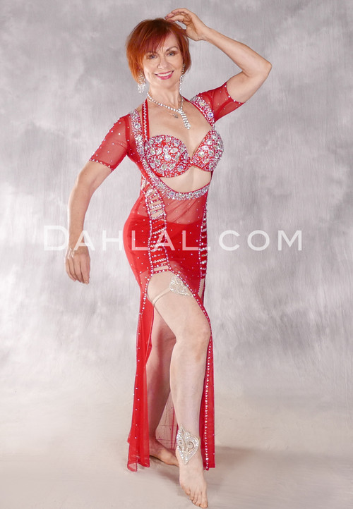 SCARLET'S JEWEL Egyptian Beledi Dress - Red and Silver