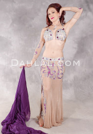 CRYSTAL FANTASY Egyptian Costume - Nude, Silver and Fuchsia, Bra Size B/C-C
