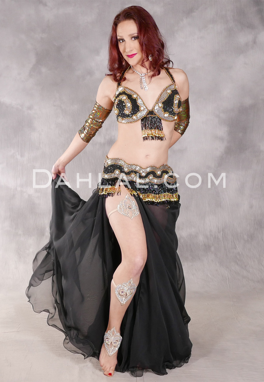 Sequin Beaded Belly Dance Bra in Black and Silver