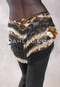 Egyptian Deep V Beaded Hip Wrap and Teardrop Beads - Animal Print with Black, Gold and Wine