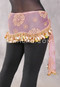 Egyptian Sheer Hip Scarf With Coins And Paillettes - Apricot With Gold