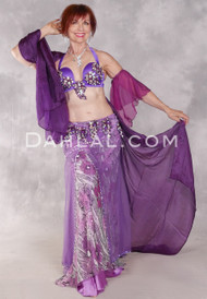 FLORAL RAPTURE Egyptian Beaded Costume - Rose, Lavender, Magenta and Silver