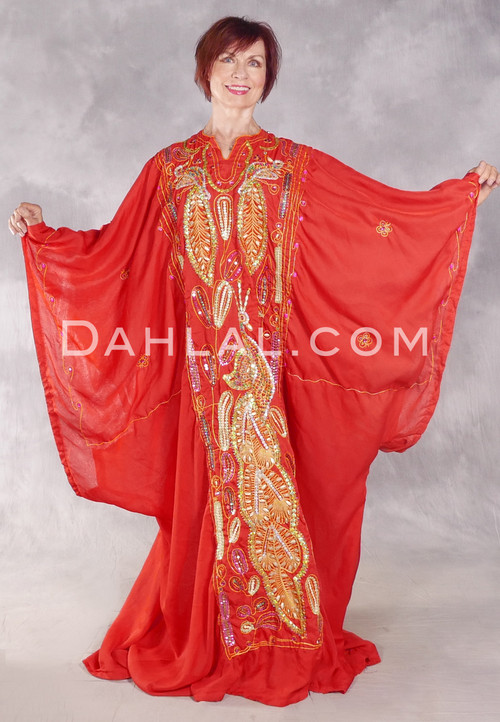 Khaleegi Dress or Saudi Thobe - Red, Gold and Multi-color