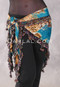 DYNASTY Wide Row Beaded Hip Scarf - Teal, Gold and Copper with Multi-color