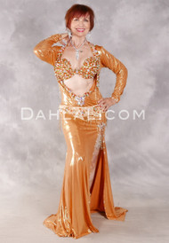 COPPER GLOW Egyptian Beledi Dress - Copper, Gold, Red and Green