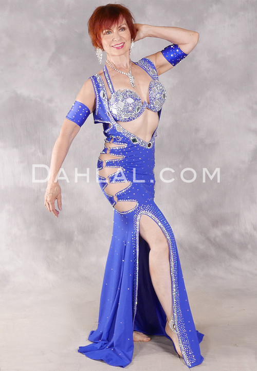  BELEDI IN BLUE Egyptian Dress - Royal Blue and Silver