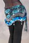 LUXOR WAVE Egyptian Hip Scarf - Turquoise, Black and Silver 